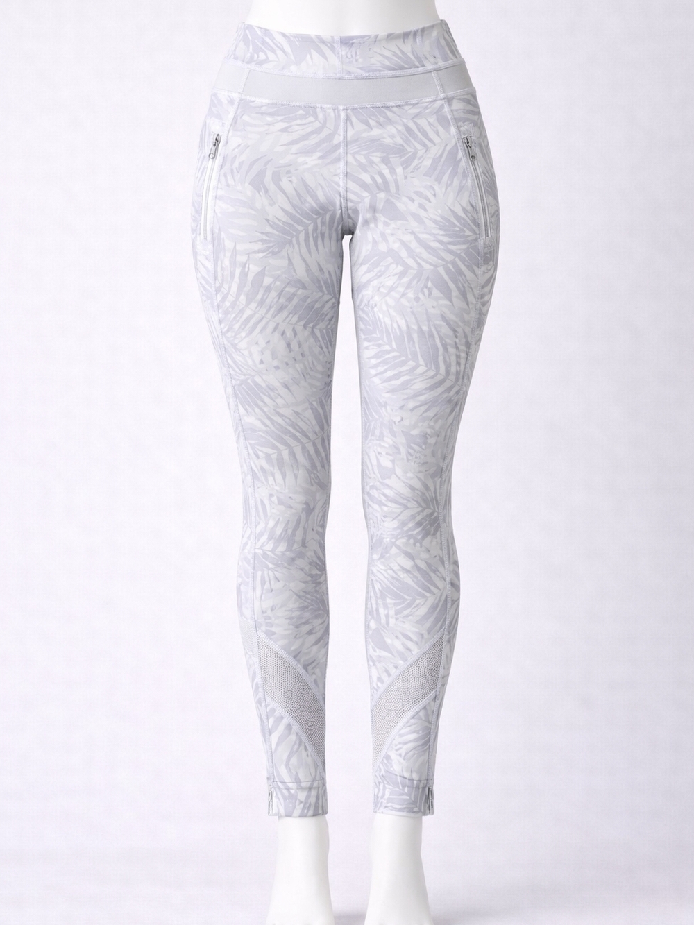 lululemon athletica Light Gray Leaf-Print High-Rise Leggings